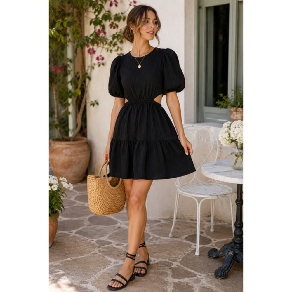 Madewell Seersucker Puff Sleeve Dress Womens S NWT Cutout Back Cotton Blend